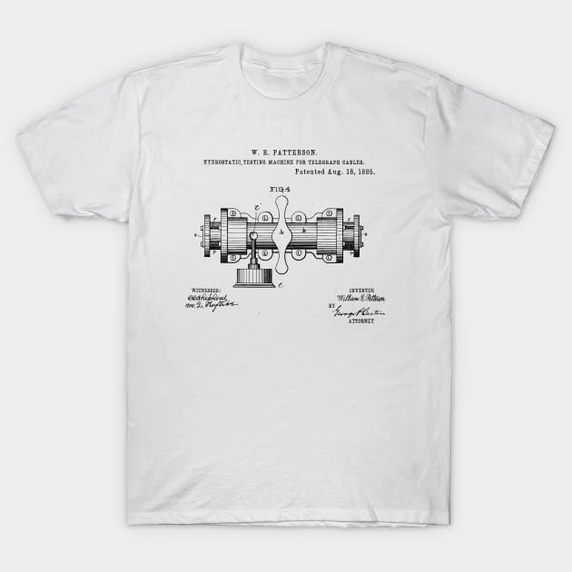 Machine for Telegraph Cable Vintage Patent Hand Drawing T-Shirt by TheYoungDesigns